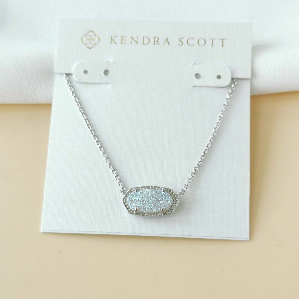 Kendra Scott Silver Necklace with Light Blue Pendant